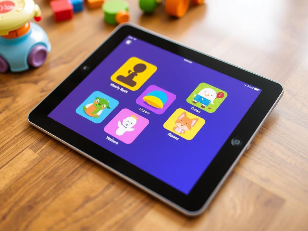 A collection of toddler-friendly educational apps displayed on a tablet A collection of toddler-friendly educational apps displayed on a tablet