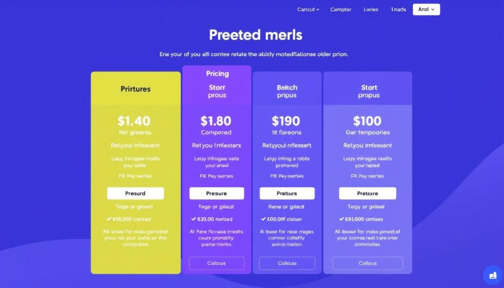 Generate an image of a simple, intuitive pricing table for Lunesia.