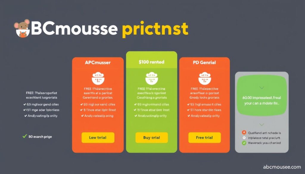 Generate an image showing ABCmouse's pricing structure, including the free trial option.