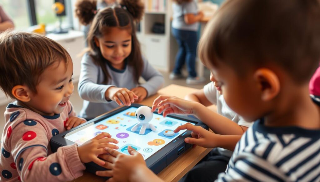 Image of Osmo's tangible play system in action with children engaging in educational activities