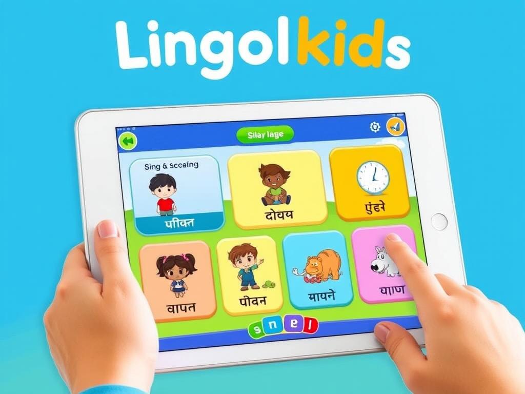 Lingokids app interface showing language learning activities for preschoolers Lingokids app interface showing language learning activities for preschoolers