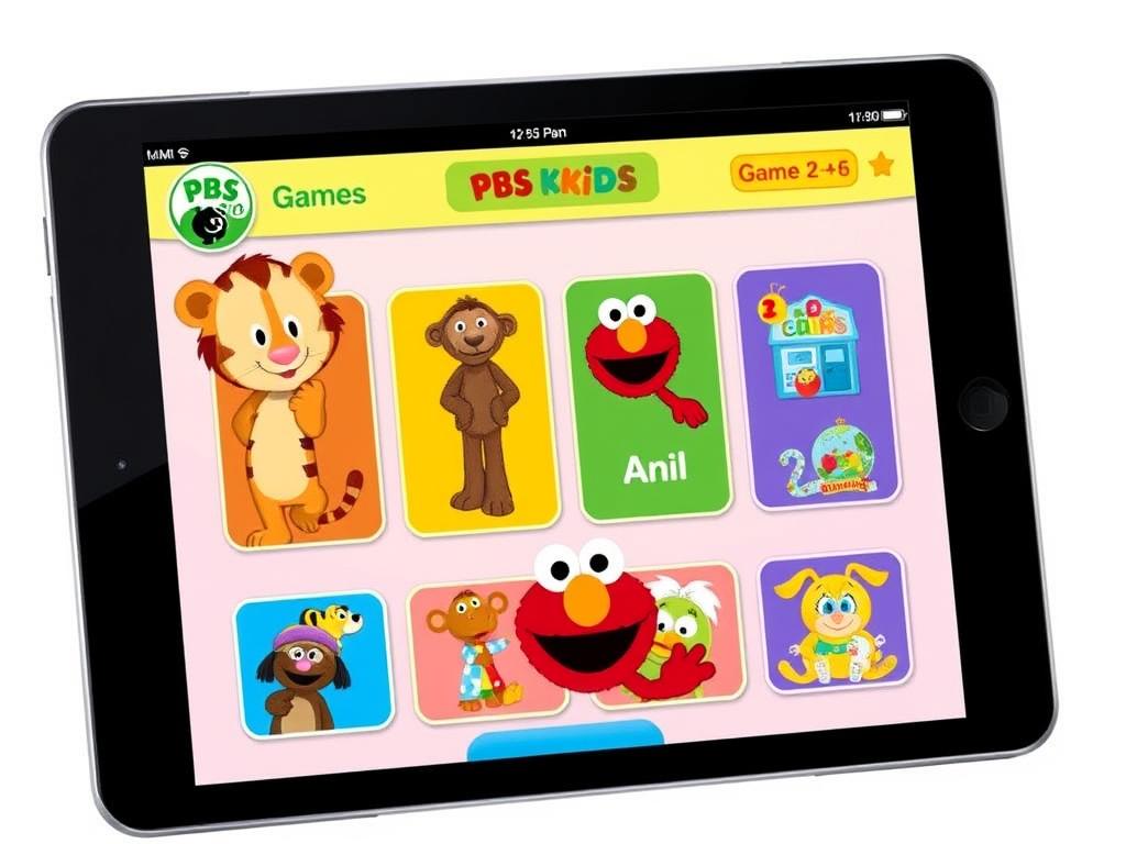 PBS KIDS Games app showing familiar characters and educational games for preschoolers PBS KIDS Games app showing familiar characters and educational games for preschoolers