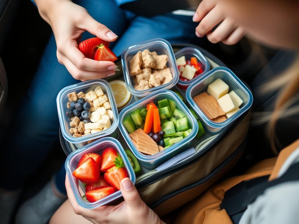 Parent preparing healthy snacks to prevent hunger-related tantrums - gentle solutions Parent preparing healthy snacks to prevent hunger-related tantrums - gentle solutions