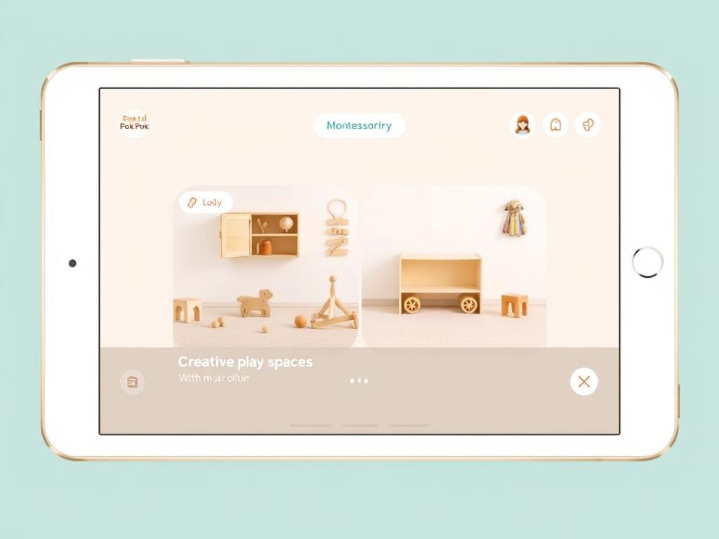 The Pok Pok app interface showing Montessori-inspired activities The Pok Pok app interface showing Montessori-inspired activities