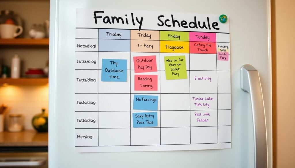Family screen time schedule showing balanced activities including educational apps 2025 Family screen time schedule showing balanced activities including educational apps 2025