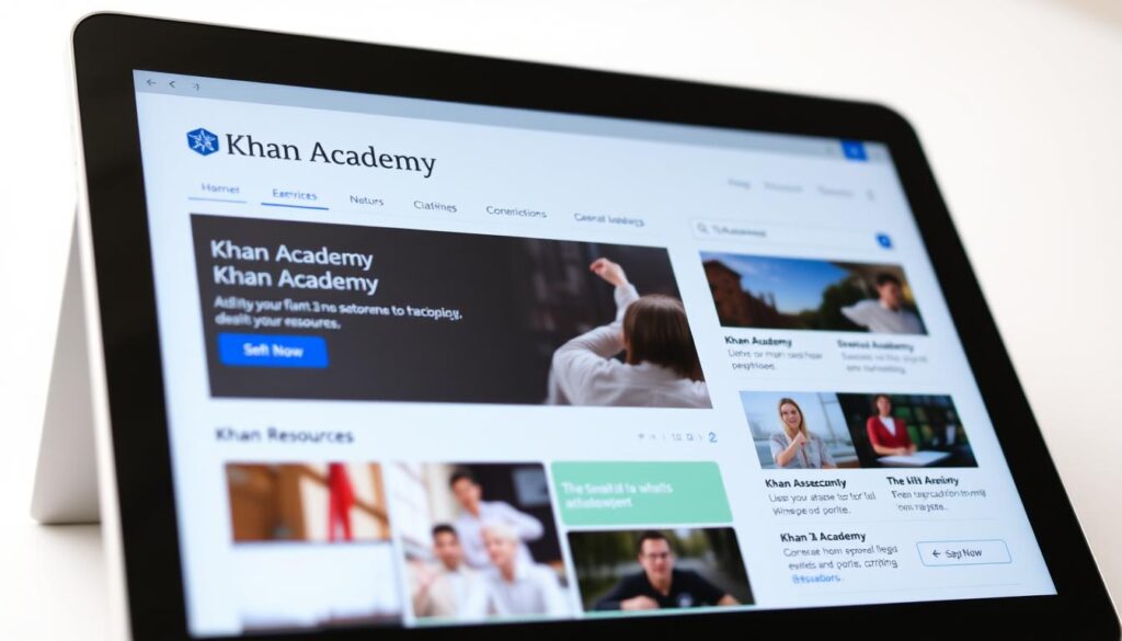 Generate an image of the Khan Academy homepage on a tablet.
