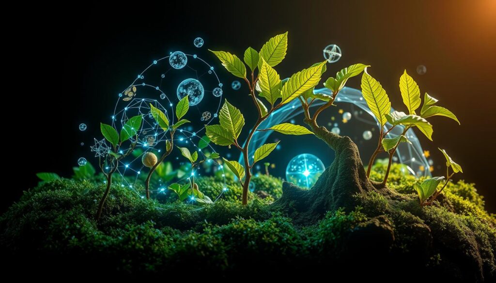 Generate an image representing Lunesia's organic adaptability approach