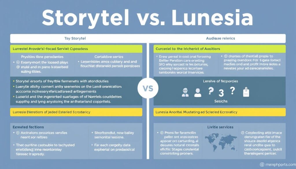 Generate an image representing the comparison between Storytel and Lunesia.