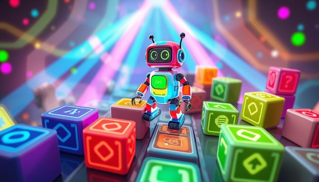 Image of a Lightbot level with a robot and coding blocks