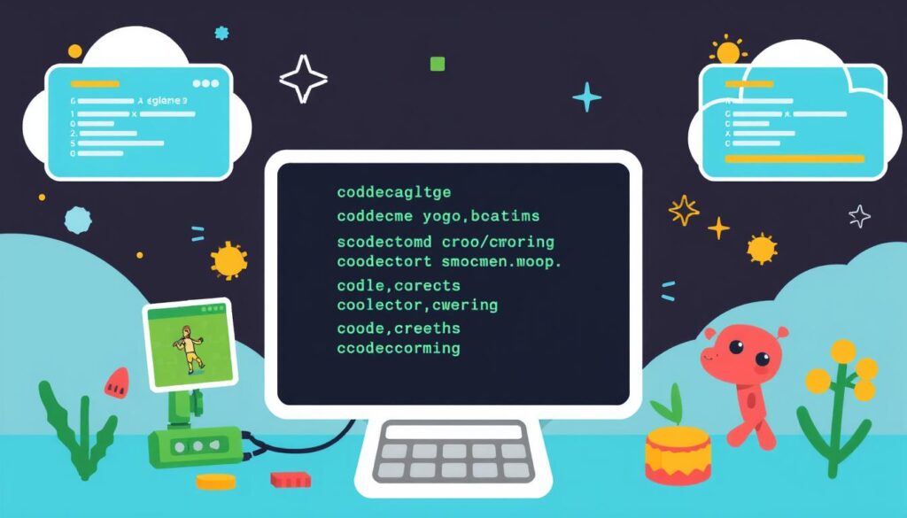 Image of a Scratch coding project with blocks and animations