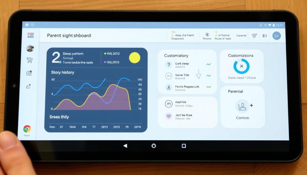 Parent dashboard showing sleep insights and controls for interactive bedtime stories Parent dashboard showing sleep insights and controls for interactive bedtime stories