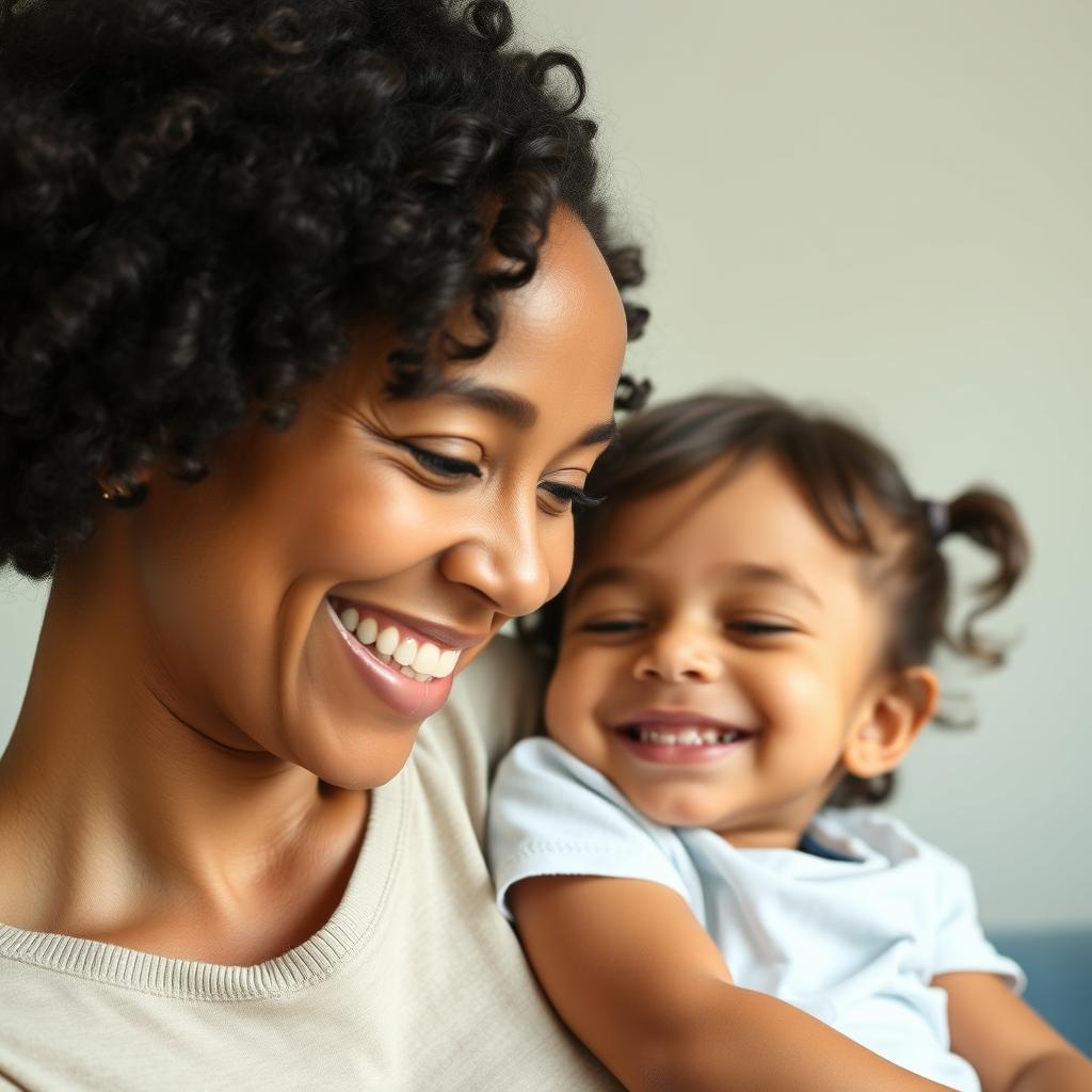 Portrait of a smiling mother with her child Portrait of a smiling mother with her child