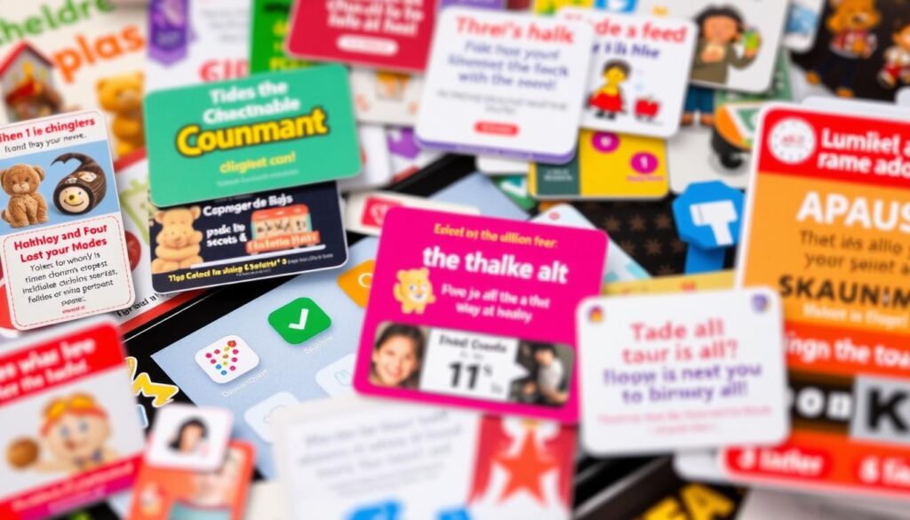 A cluttered mobile screen filled with distracting advertisements, disrupting the peaceful educational experience. In the foreground, colorful banner ads and pop-ups obscure the learning content, drawing the child's attention away from the task at hand. The middle ground features a generic educational app interface, with icons and interface elements crowded by promotional elements. The background is blurred, hinting at the educational context, but the dominant visual elements are the intrusive ads. The overall mood is one of distraction and fragmentation, undermining the focus and engagement that should be the hallmark of a quality educational app.