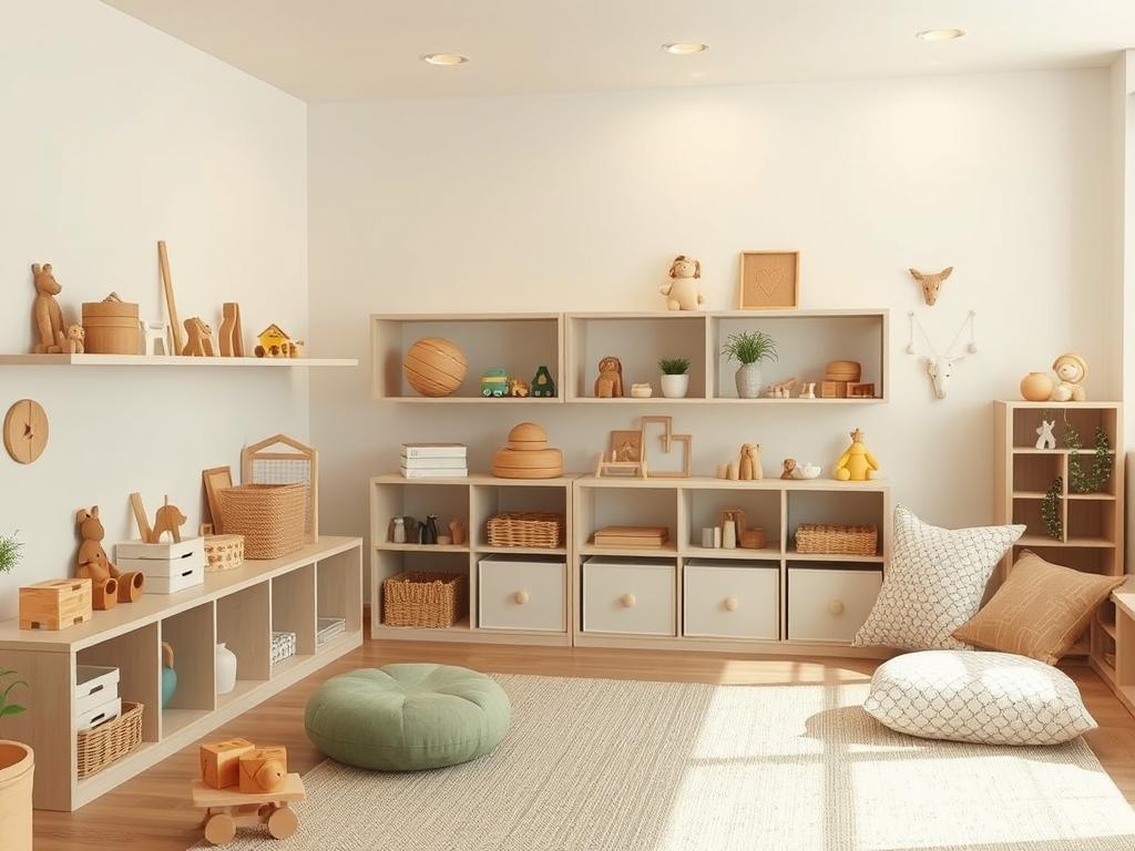 Calm, organized play space for young children with minimal distractions