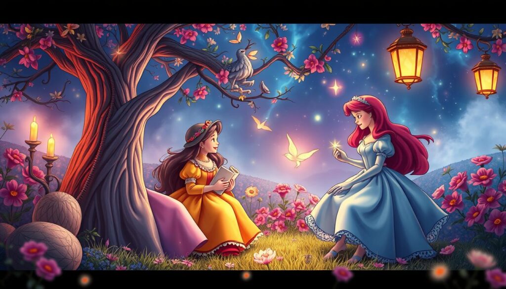 Generate an image of a classic fairy tale scene with a positive resolution, such as a happily ever after moment.