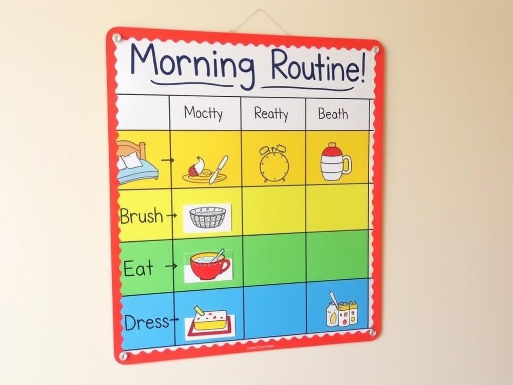 Visual routine chart for young children with colorful pictures