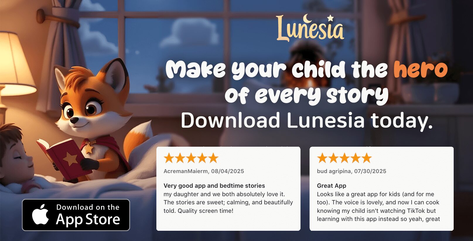 Install Lunesia - Kids Bedtime App, the best app for kid and bedtime story
